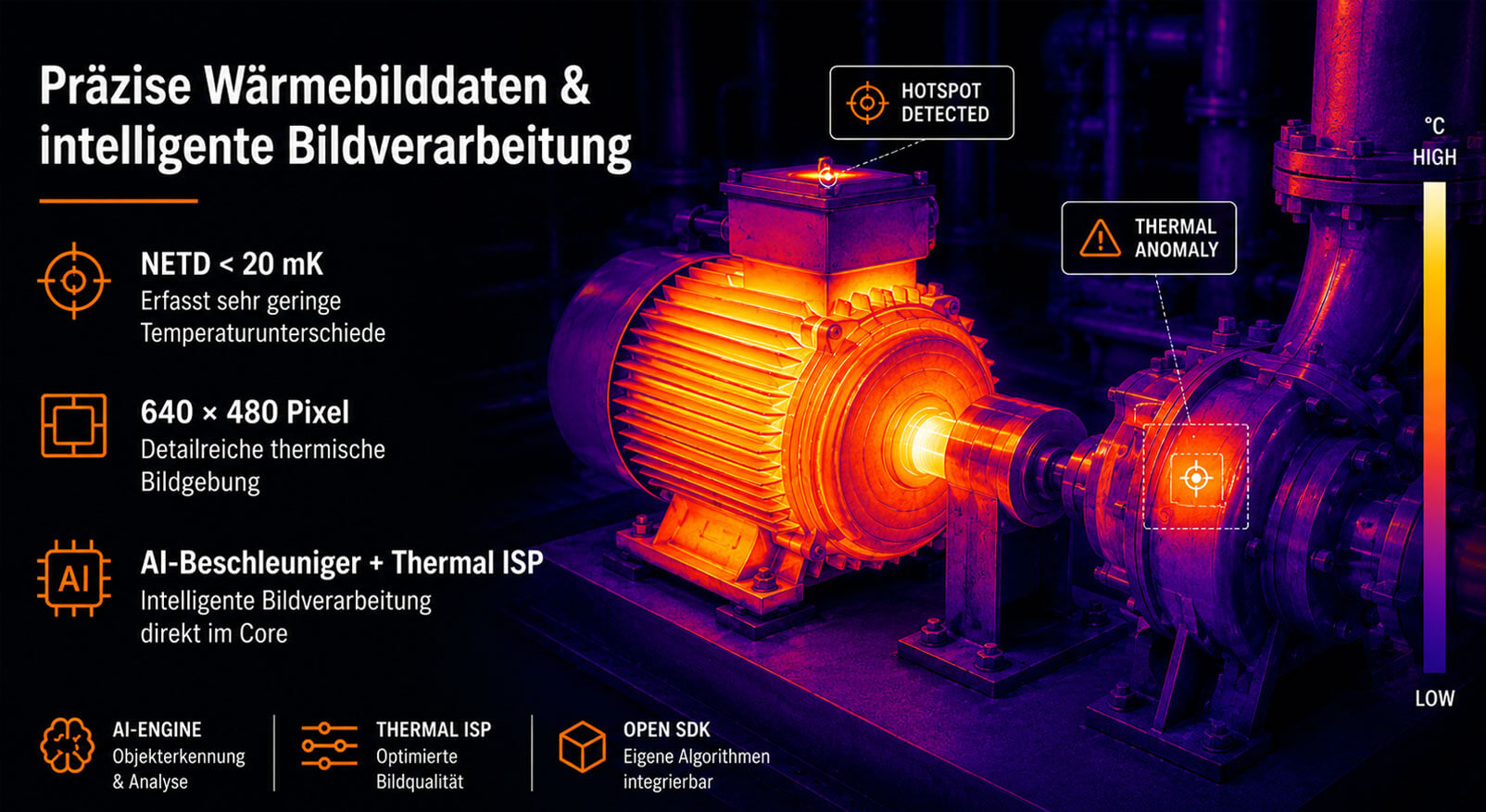 Erglon TruVision 640 PRO Kit für industrielle Thermografie, Hotspot-Erkennung und KI-gestützte Zustandsüberwachung