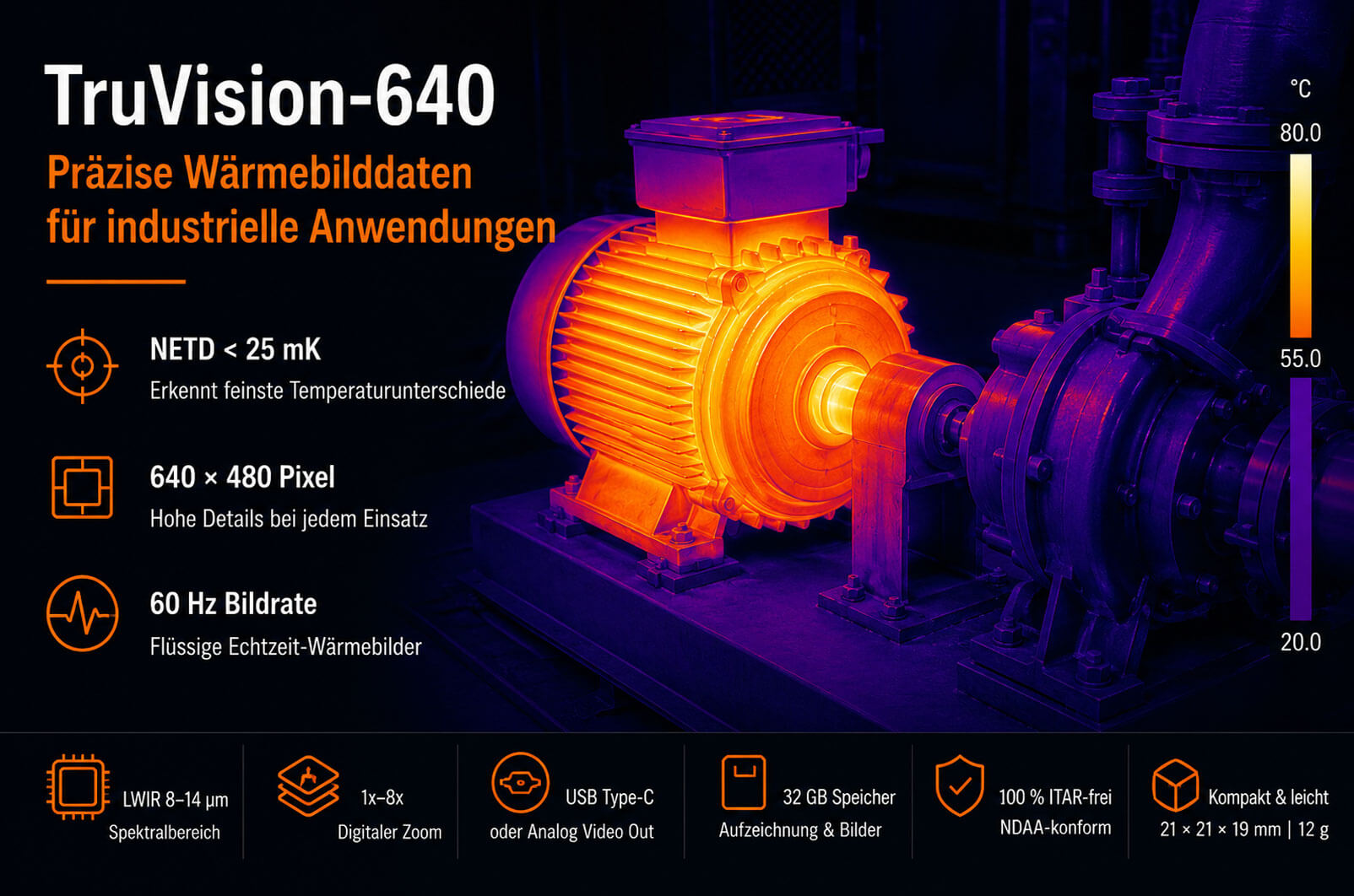Erglon TruVision-640 Kit mit 640 x 480 Pixeln für thermische Bildgebung
